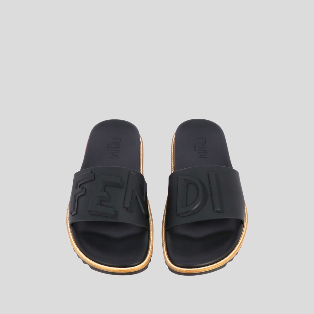 ❌SOLD❌ Fendi sandals with tone on tone layered writing Color: Black | Size: 8 - Picture 4 of 5